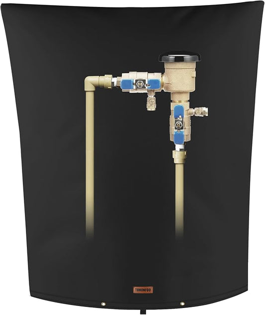 Backflow Preventer Pipe Insulation Cover (5°F) - Irrigation Sprinkler Valve Insulated Pouch - Water Well Pump Cover - Sturdy 5 Layers for Winter Freeze Protection, 18" W x 24" H, Black
