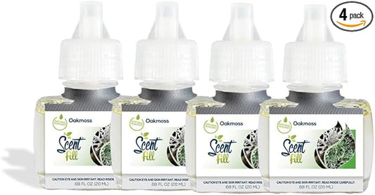 Scent Fill Oakmoss Plug in Air Freshener, 4 Scented Oil Refills