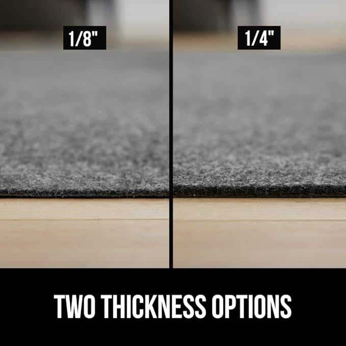 GORILLA GRIP Felt and Natural Rubber Stay in Place Slip Resistant Rug Pad, 1/4in Thick, 4x6 FT Protective Padding Under Area Rugs, Cushioned Gripper Pads, Carpet Runners, Hardwood Floors Protection