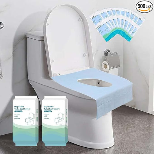 500-Pack XL Disposable Toilet Seat Covers, 16 × 24 inches Waterproof Individually Wrapped, Travel Toilet Liners for Adults & Kids, Bulk Portable for Public Restroom, Hotel, Hospital, Airplane Blue