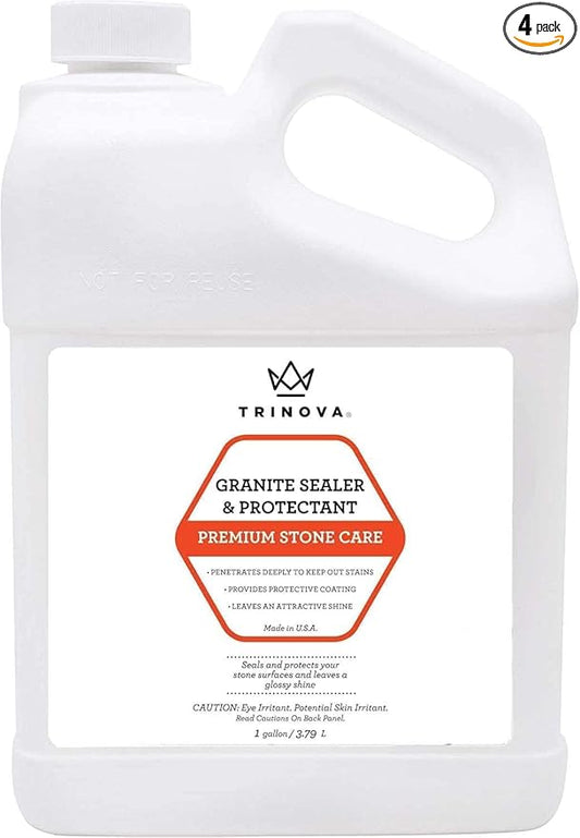 TriNova Granite Sealer & Protector Gallon Refill- Made in USA, Best Stone Polish, Protectant & Care Product - Easy Maintenance for Clean Countertop Surface, Marble, Tile