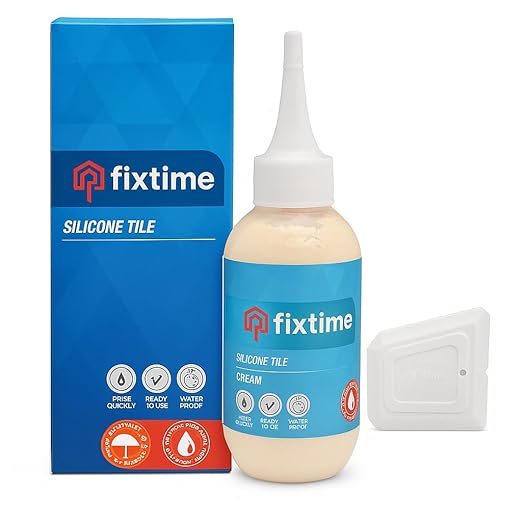 Grout Filler Repair Kit – Cream Beige Premixed Crack Filler for Floor Tiles – Fast Drying Grout Sealer with Spatula – 8 oz
