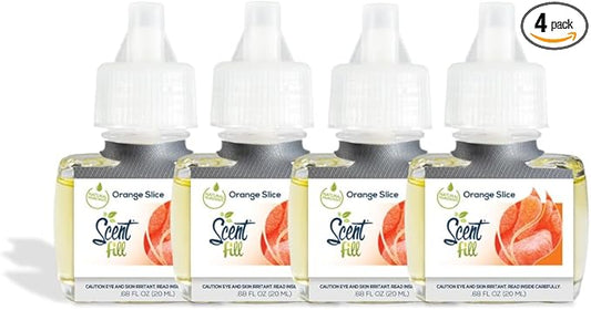 Scent Fill Orange Slice Plug in Air Freshener, 4 Scented Oil Refills