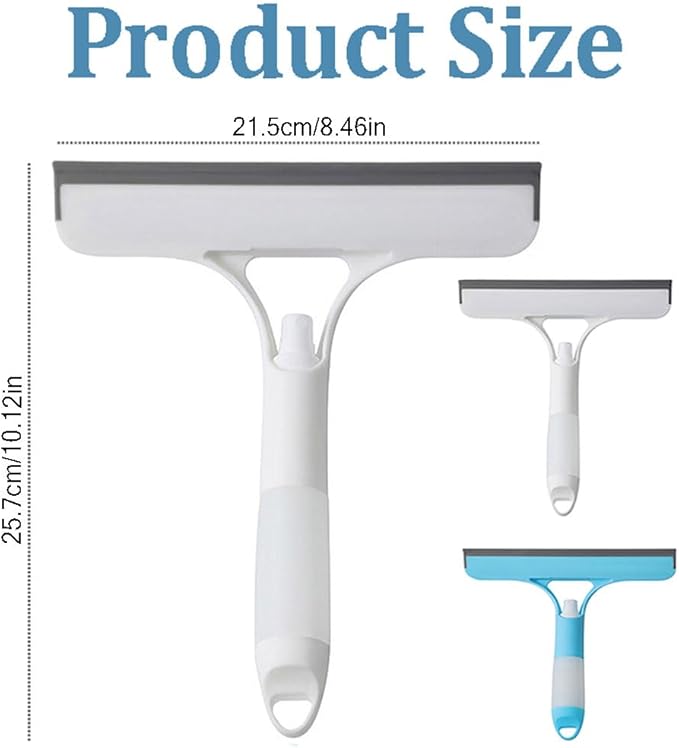 3 in 1 Window Cleaning Scraper, 3 in 1 Window Cleaner Squeegee, Scraper for Cleaning Windows, All-Purpose Window Squeegee with Sprayer for Glass, Wall, Kitchen, Car (White+Blue)