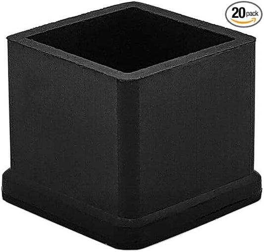 Flyshop Heavy Duty Non-Slip Rubber Leg Tips Square Chair Leg Floor Protectors 20mm x 20mm (13/16" x 13/16") 20pcs Black
