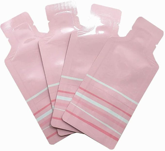 100 Pack 2.95x5.1 inch Heat Seal Sample Mylar Packets for Portable Travel Toiletries Empty Disposable Liquid Shampoo Pouch Single Serving Coffee Powder Condiments Food Storage (Pink)