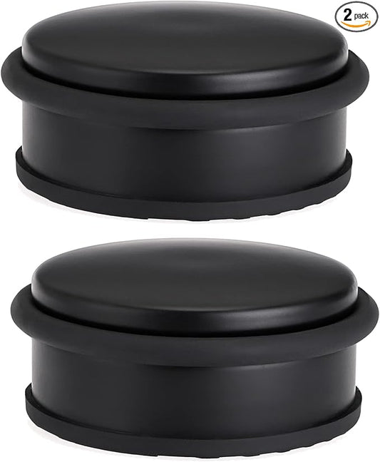 Sumnacon 2Pcs Heavy Duty Door Stoppers No Drill, Sturdy Stainless Steel Floor Door Stops with Anti-Skid Rubber - Decorative Metal Doorstops for Home Office Commercial Industrial, Black