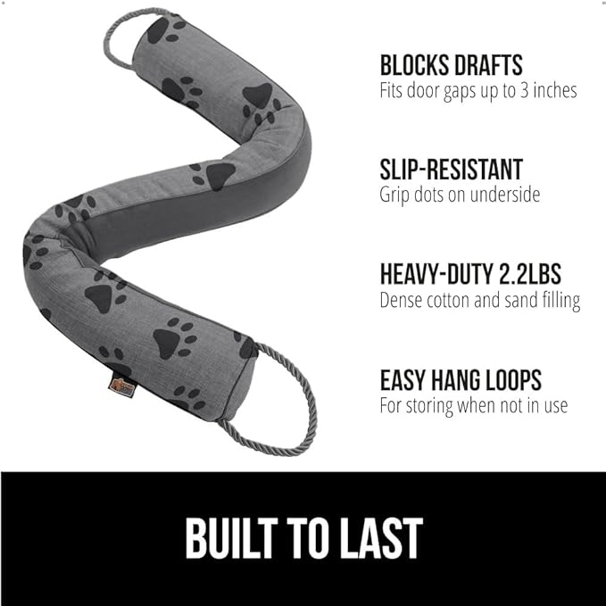 GORILLA GRIP Door Draft Stopper for Bottom of Doors, Weather Stripping Seal Blocks Hot Air, Noise, Bugs, Keeps Cold AC in, Sound Proofing Easy Install Gap Filler, Home Essentials, 36 Inch, Paws