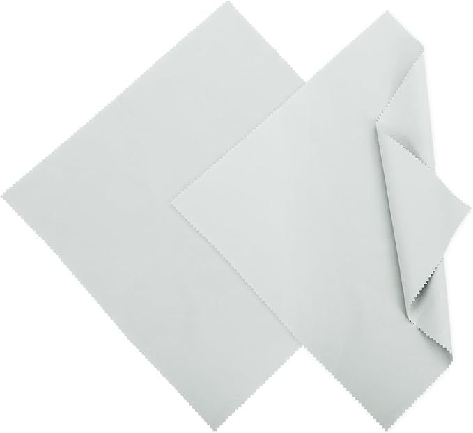 MECCANIXITY Jewelry Polishing Cloth 11.8x11.8 Inch Silver Polish Cleaning Cloths Jewelry Cleaner for Gold, Rings, Necklaces, Diamond, Bracelets, Pack of 2 (Gray）
