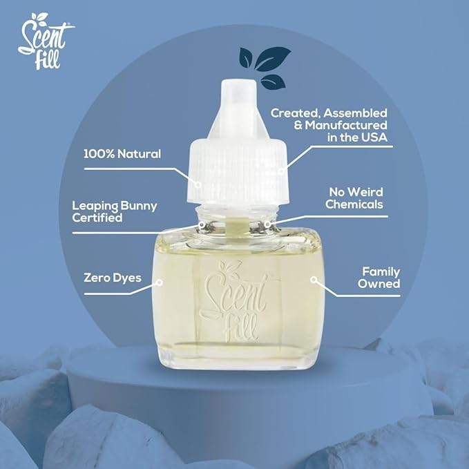 Scent Fill 100% Natural Cucumber Basil Plug in Air Freshener, Scented Oil Refills, 3 Refills