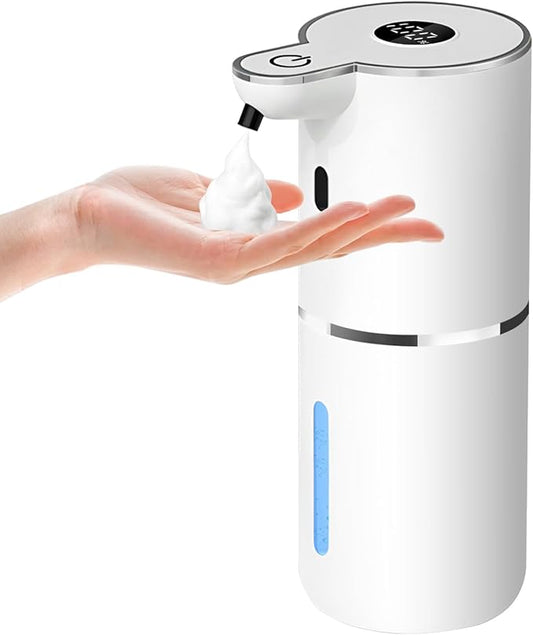 Automatic Foaming Soap Dispenser,6 Level Adjustable Foam, Wall Mount Soap Dispenser,USB Rechargeable with LED Display,12.8oz/ 380ml Touchless Hand & Dish Dispenser for Bathroom, Kitchen