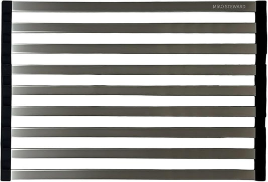 Foldable Dish Drying Rack, Over The Sink Dish Drying Rack ，Dish Drying mat，Dish Drying mats for Kitchen Counter，Stainless Steel Multifunctional mat (23.62×12.8in)