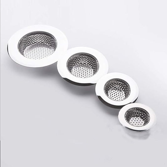 Shower Drain(4 Pack), Bathtub Drain Cover, Sink Tub Drain Stopper, Sink Strainer for Kitchen and Bathroom, Hair Stopper for Bathtub Drain Cover Size from 1.5'' to 4.45''. (Silver-Round Hole)