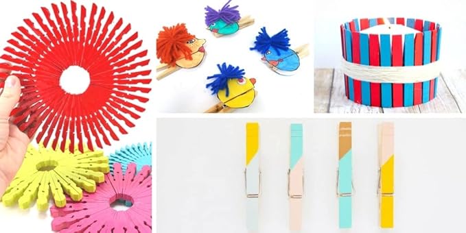 1.9 in Orange Wood Clothespins Hang Kids Artwork Craft Project Clothes Clips for Drying Bag Pegs with String Pack 50
