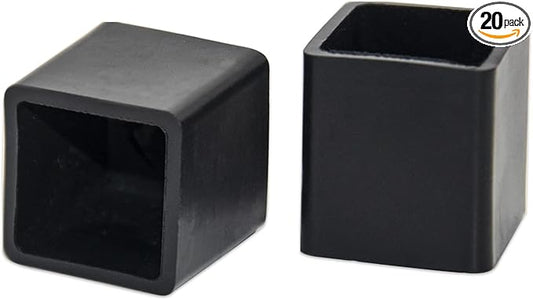 Flyshop Flexible Anti-Scratch PVC Patio Chair Table Leg Caps Tips Floor Protectors Square Furniture Covers, 20pcs, Black, 20 mm x 20mm, 13/16" x 13/16"