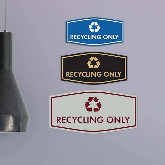 Fancy Recycling Only Sign (Ivory/Dark Brown) - Medium