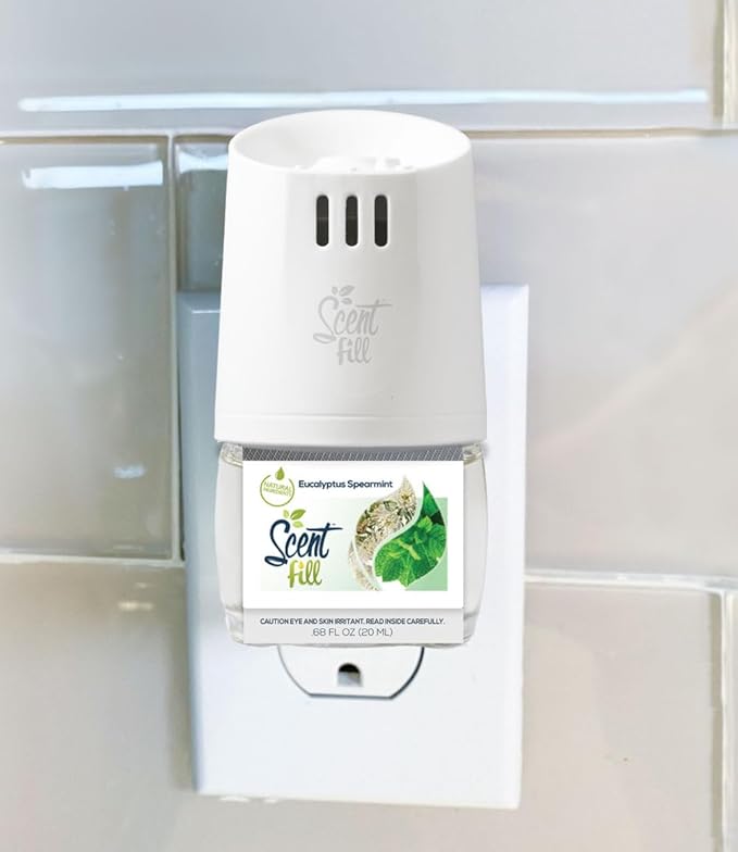 Scent Fill Eucalyptus Spearmint Plug in Air Freshener, Scented Oil Refills, 2 Refills + Diffuser