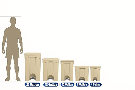 PRO&Family Step-On Trash Can with Lid, Plastic Waste Bin, Foot Pedal Operation (Green, 12 Gallon)