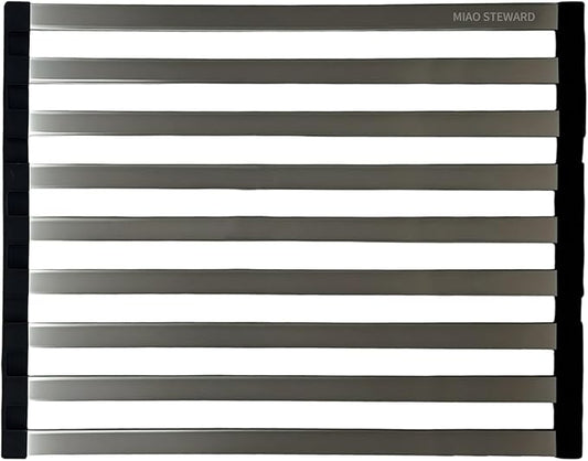 Foldable Dish Drying Rack, Over The Sink Dish Drying Rack ，Dish Drying mat，Dish Drying mats for Kitchen Counter，Stainless Steel Multifunctional mat (19.69×12.8in)