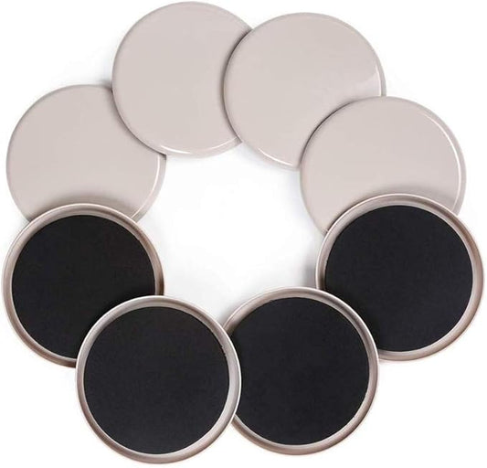 Ezprotekt 8 Pack Reusable Large Furniture Movers Sliders for Carpet, 5" Round Furniture Moving Pads, Carpet Sliders for Heavy Sofa Bed Couch Fridge, Move Items Easily and Quickly (Beige)