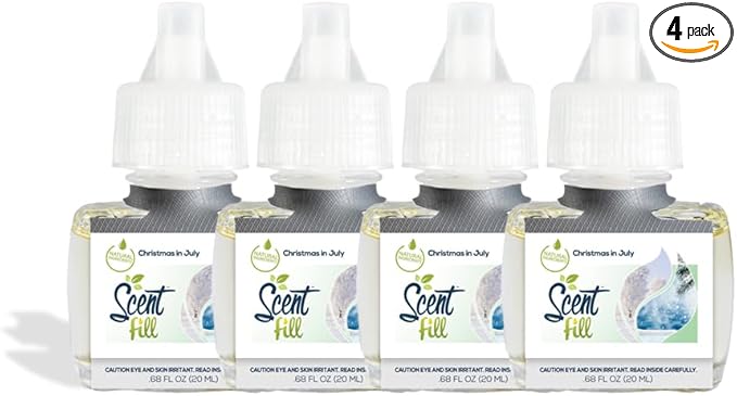 Scent Fill "Christmas in July" Plug in Air Freshener, 4 Scented Oil Refills
