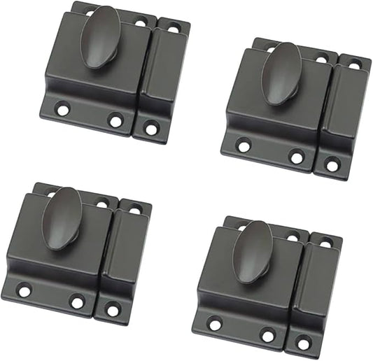 QCAA Traditional Large Oval Turn Cabinet Latch, Solid Brass, 2", for Cupboard & Other Furniture, ORB Oil Rubbed Bronze US10B, 4 Pack, Made in Taiwan