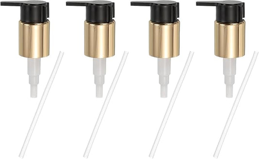 uxcell 4 Pcs Soap Dispenser Pump Heads, Hand Soap Dispensers Top Pumps Replacement Clip-on Pumphead for Standard 24/410 Neck Size Bathroom Lotion Shampoo Bottle, Gold Black
