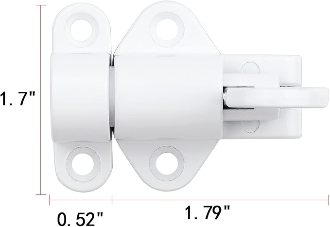 2 Packs Self-Closing Latches，White Spring Door Lock，Resilient Bolt Latch Aluminum Alloy Safety Automatic Spring Barrel Slide Door Lock with Screws,Used for Gate,Window and Cabinet etc