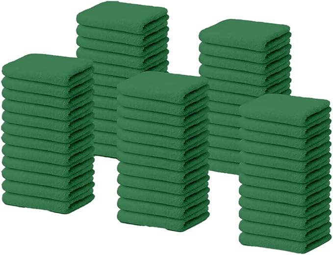Terry Bar Mop Towels Green Value Pack of 60, Size 14"x17" Absorbent and Durable, Multipurpose, Cotton Cleaning Rags, Kitchen and Restaurant Towels, Reusable Shop Rags