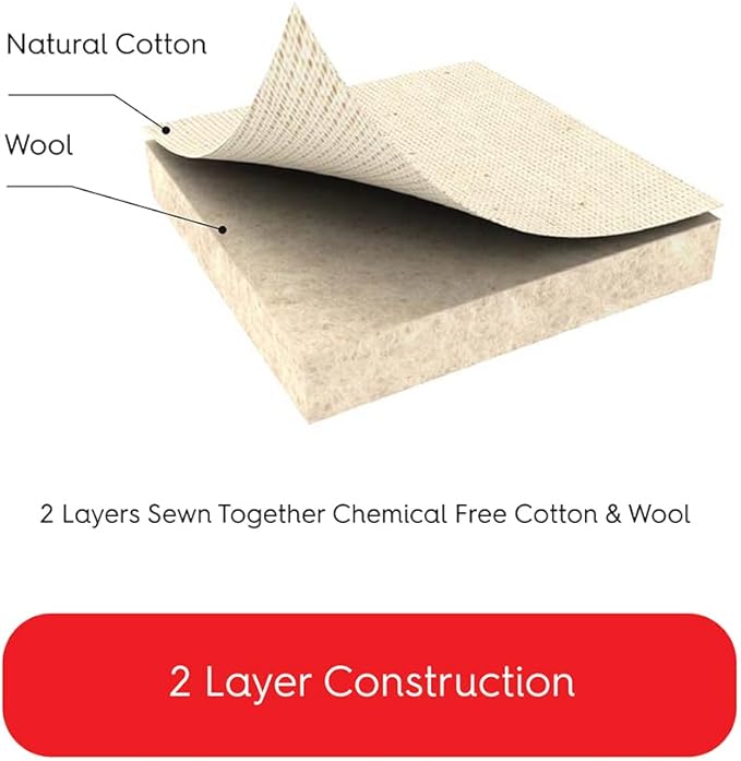 TIVIT Ironing Board Cover 16 x 55 Standard Chemical Free Eco-Friendly Padded Covers - Unbleached, Untreated Natural Cotton & Wool Pad - 2 Layer, 3 Fastener Straps, Pull Bungee Cord - Made in Italy