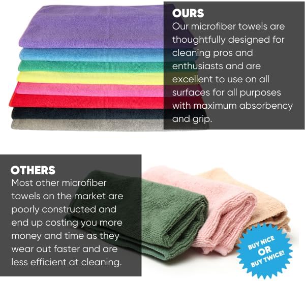 Microfiber Wholesale 12x12 Inch Pro Multi-Surface Microfiber Cleaning Cloths | Premium Towels for Cleaning Glass, Kitchens, Bathrooms, Automotive | Gray - (Pack of 12)