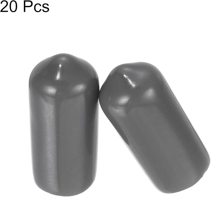 uxcell 20pcs Rubber End Caps 7mm(1/4") ID Vinyl PVC Round Tube Bolt Cap Cover Screw Thread Protectors Dark Grey