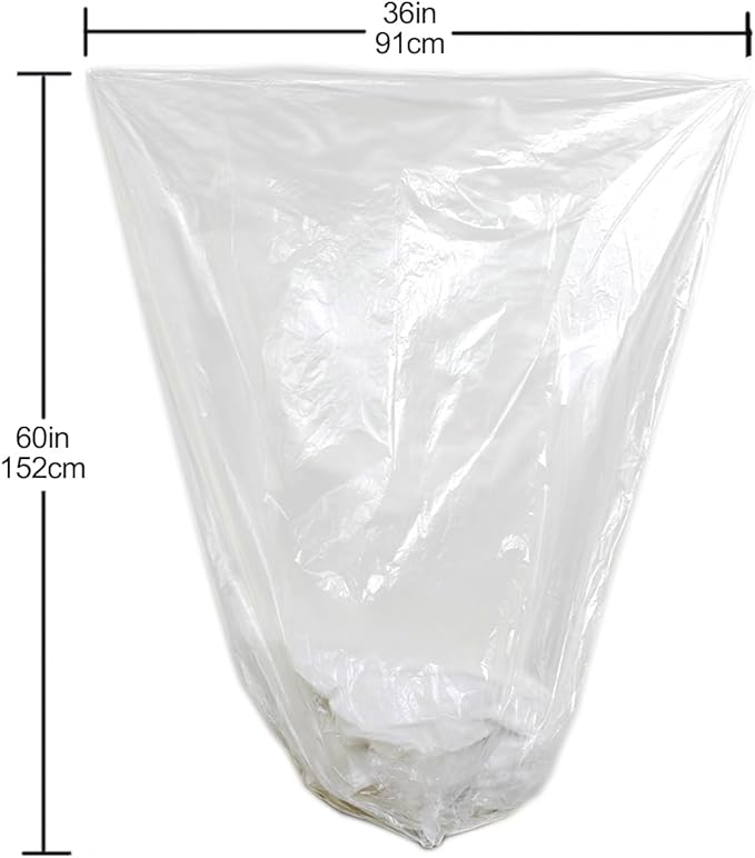 TYPLASTICS 55 Gallon Clear Trash Can Liners - 36" x 60" - High Density Garbage Bags - Case of 200 - Multipurpose for Office, Outdoor, Recycling, Industrial and Commercial
