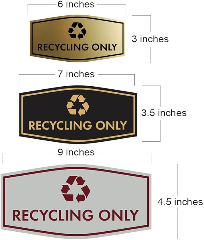 Fancy Recycling Only Sign (Navy Blue/White) - Small