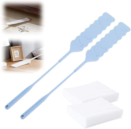 Retractable Gap Dust Cleaner, Bendable Microfiber Duster for Household Flat Duster for Under Appliances, Retractable Gap Dust Cleaning Artifact Extendable Dusters with Nonwoven Fabric (2, Blue)
