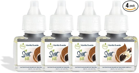 Scent Fill Vanilla Suede Plug in Air Freshener Refills, 4 Scented Oil Refills