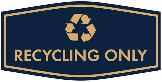 Fancy Recycling Only Sign (Navy Blue/Gold) - Small