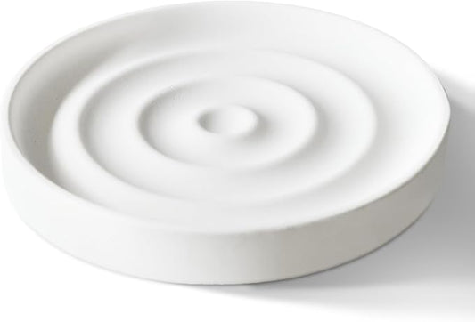 Diatomite Soap Dish Holder, Stone Bath Dish, Quick Dry Stone Bar Holder, Fast Drying Soap Saver, Diatomaceous Earth Tray for Hand Soap, Sponge Organizer, White