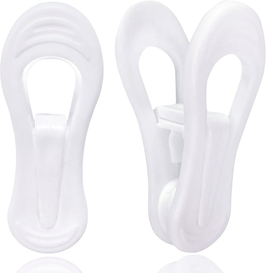 White Hanger Clips 60 Pack, Multi-Purpose Plastic Hangers Clips Perfect for Plastic Velvet Hangers, Clothes Pins Finger Clip for Skirt Pants