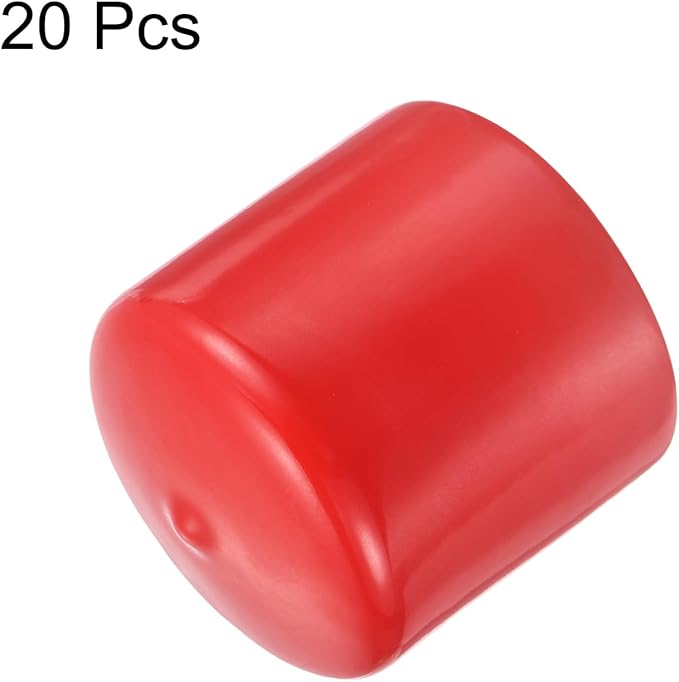 uxcell 20pcs Rubber End Caps 45mm ID Vinyl Round Tube Bolt Cap Cover Thread Protectors Red