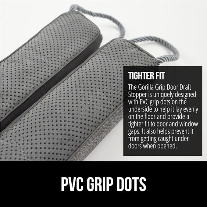GORILLA GRIP Door Draft Stopper for Bottom of Doors, Weather Stripping Seal Blocks Hot Air, Noise, Bugs, Keeps Cold AC in, Sound Proofing Easy Install Gap Filler, Home Essentials, 32 Inch, Slate Gray