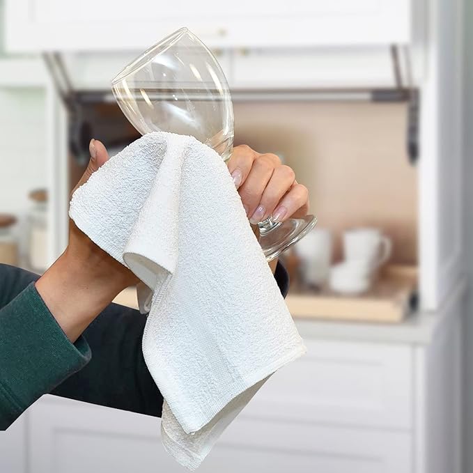 Avalon Towels Terry Bar Mop Towels (Value Pack of 12) Size 16"x19" – Absorbent and Durable, Multipurpose Cleaning Rags, Cotton Cleaning Cloths, Terry Cloth Rags, Reusable Shop Rag