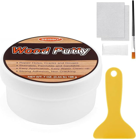 SEISSO Wood Putty, Mahogany Wood Filler Paintable, Wood Putty Outdoor Waterproof, Wood Repair Putty Stainable, Wood Furniture Repair kit - Restore Wooden Table, Cabinet, Floors, Door