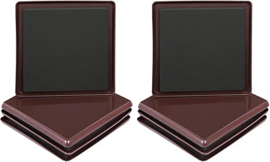 Ezprotekt 8 Pack Reusable Large Furniture Movers Sliders for Carpet, 5" Square Furniture Moving Pads, Carpet Sliders for Heavy Duty Sofa Bed Couch Fridge, Move Items Easily and Quickly (Brown)