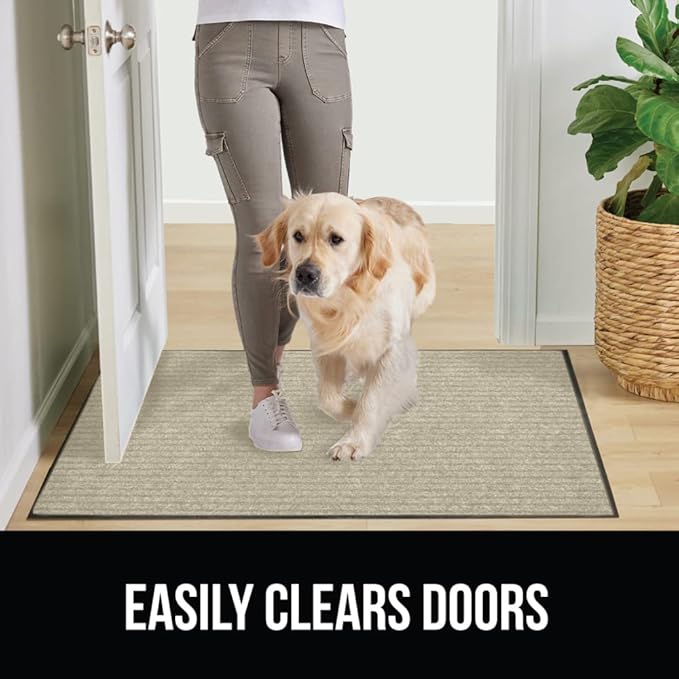 GORILLA GRIP Traffic Guard Door Mat, 72x48, Heavy Duty Welcome Mats, Commercial Office Space Doormat, Waterproof, Fade Resistant, Strong Rubber Backing, Low Profile, Shoe and Boot Scraper, Beige