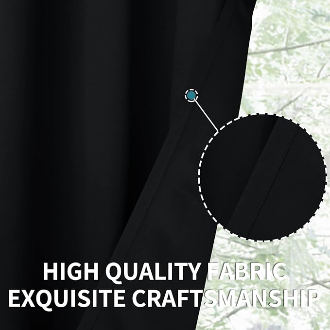 BGment Black Blackout Curtains for Bedroom 52 x 72 Inch Long - Thermal Insulated Drapes Room Darkening Window Treatments for Living Dining Room, 2 Panels