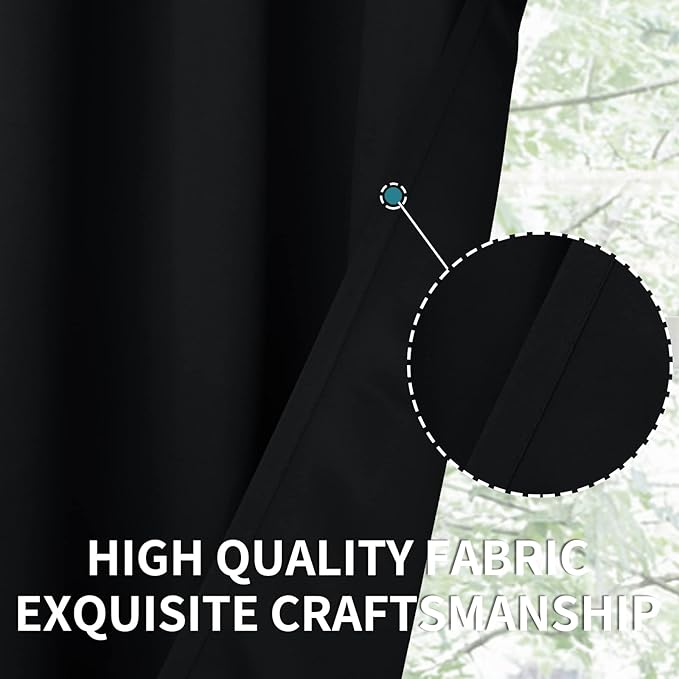 BGment Thermal Insulated Blackout Curtains 84 Inches Long for Bedroom - Rod Pocket Room Darkening Curtain for Living Room, 42 x 84 Inch, 2 Panels, Black