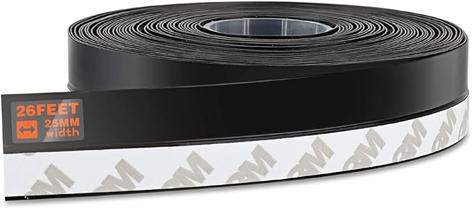 26 Feet Silicone Seal Strip, Weather Stripping Seal Tape for Door, Window & Shower Glass Gaps (Black, 35MM)
