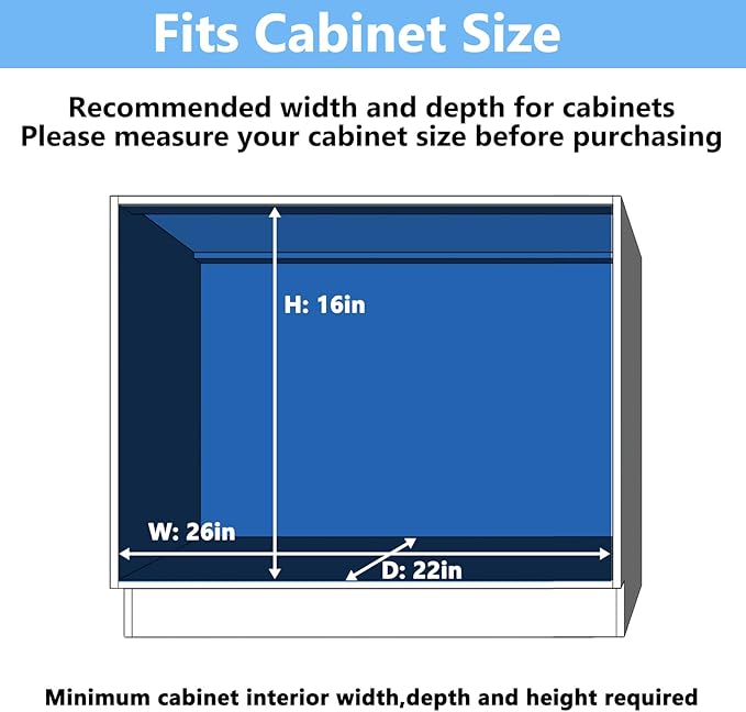 2 Tier Individual Pull Out Cabinet Organizer 25½" W x 21½" D, Heavy Duty Cabinet Pull Out Shelves, Slide Out Drawers Organization for Kitchen Cabinets Bathroom