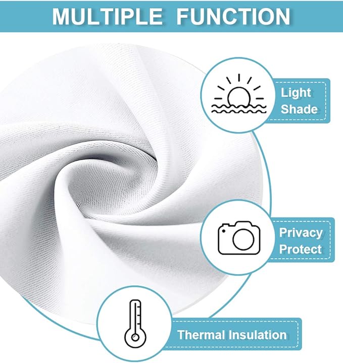 RYB HOME White Curtains for Bedroom - Privacy Window Curtains Sunlight & UV Shades 50% Room Darkening for Bedroom Bath Office Living Room, W 42 x L 84 inch, Pure White, 1 Pair